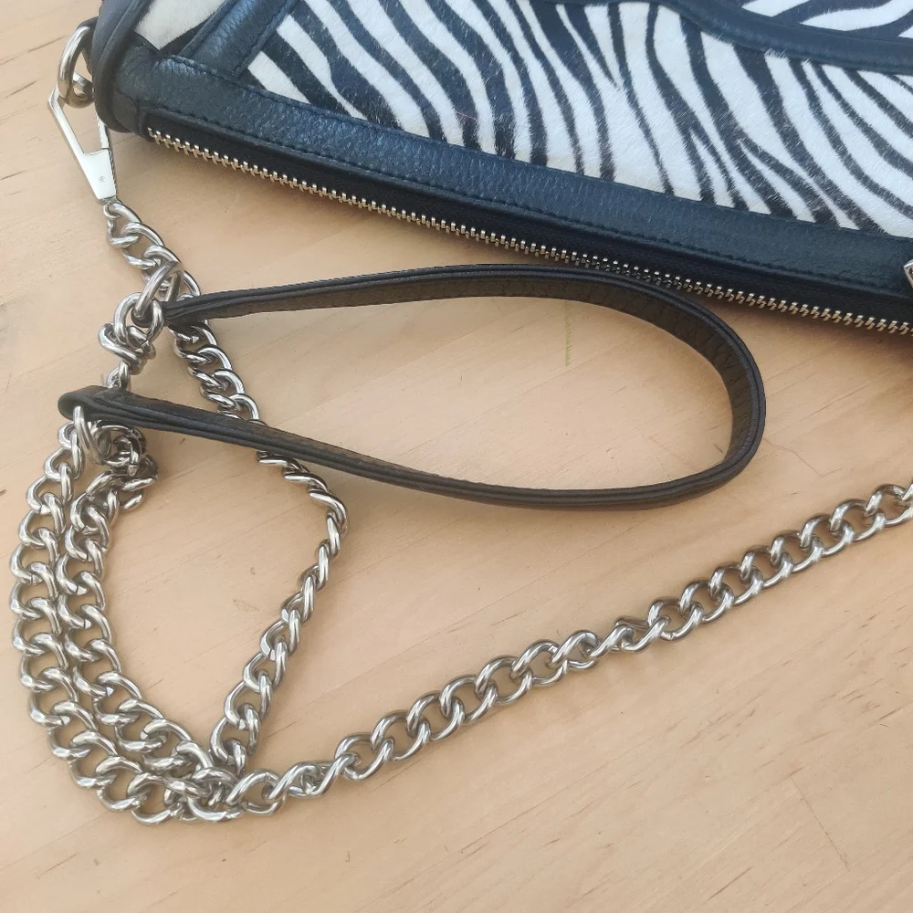 Rebecca Minkoff White Zebra Print Ponyhair Bag euc Black Cross Body Bag - Picture 8 of 10